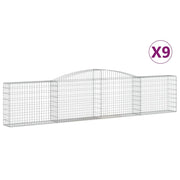 Set di 9 gabbioni ad arco per recinzioni gabbie e muri di contenimento 400 x 30 x 80/100 cm ferro zincato argento 02_0041305