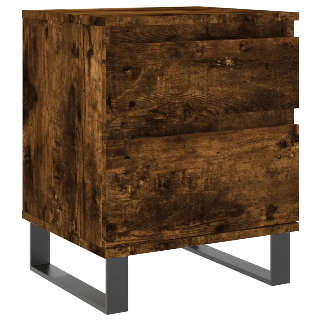 Set di 2 Comodini | Armadio da Notte | Mobiletto da notte Rovere Fumo 40x35x50 cm in Legno Multistrato