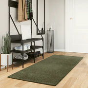 Tappeto Pelo Corto HUARTE Morbido Lavabile Verde Bosco 80x200cm 375091