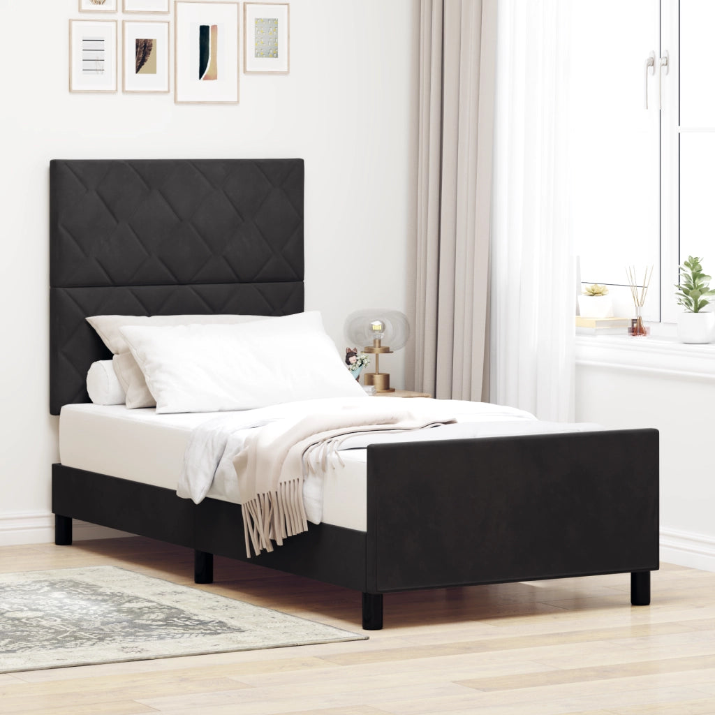 Struttura Letto  Nera 100x200 cm in Velluto