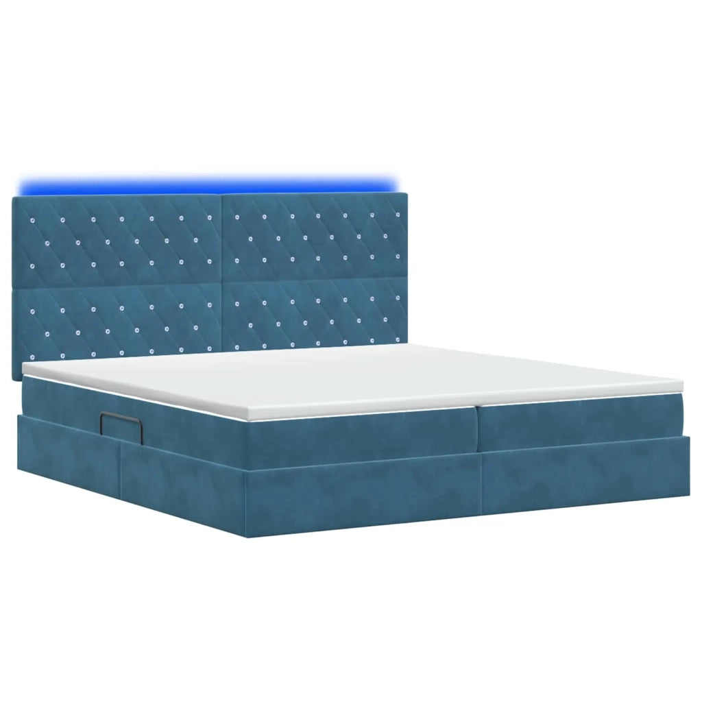 Letto con contenitore LED e materasso Blu Scuro 200 x 200 cm 3460096