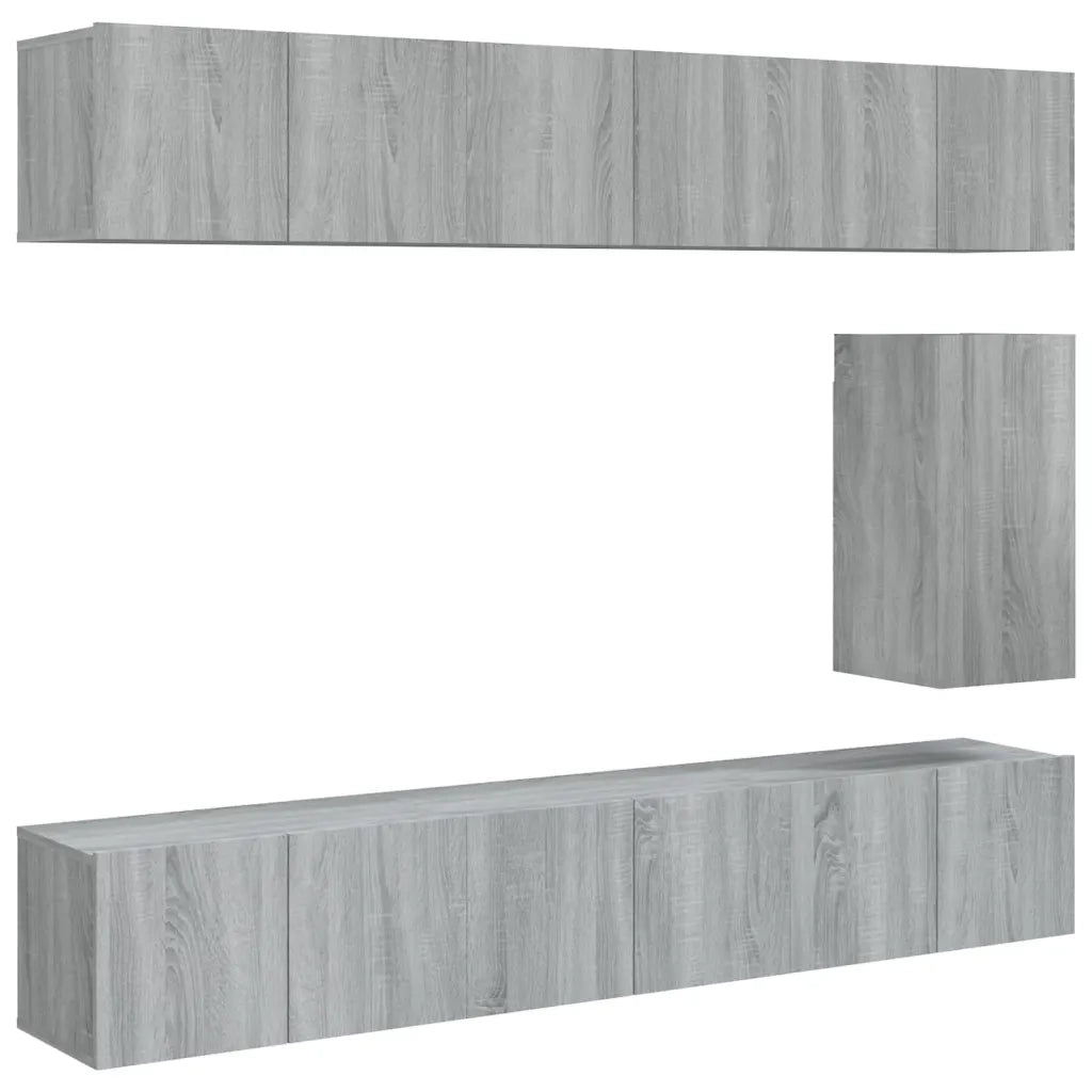 Set di Mobili Porta TV 7 pz Grigio Sonoma in Legno Multistrato cod mxl 26359