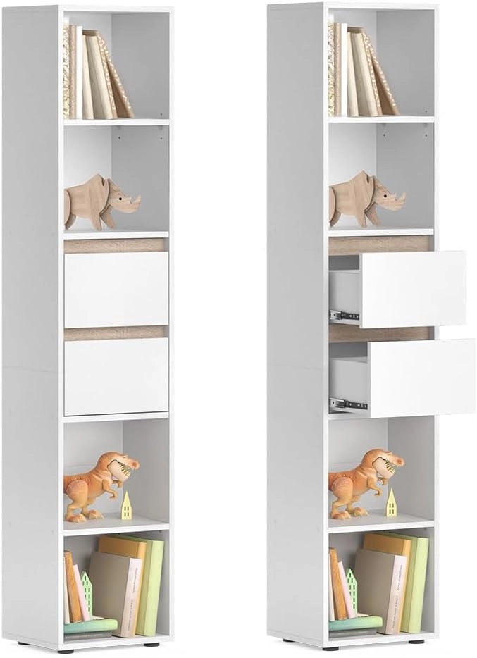 Libreria Robert, Bianco, 36.2 x 171 cm, per la conservazione di libri e decorazioni nell’area living