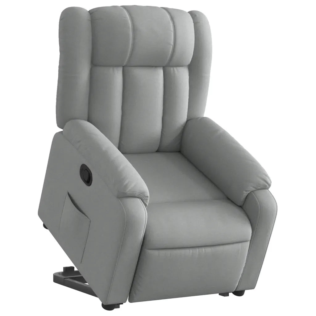 Poltrona Alzapersona Reclinabile Grigio Chiaro in Tessuto 3205316
