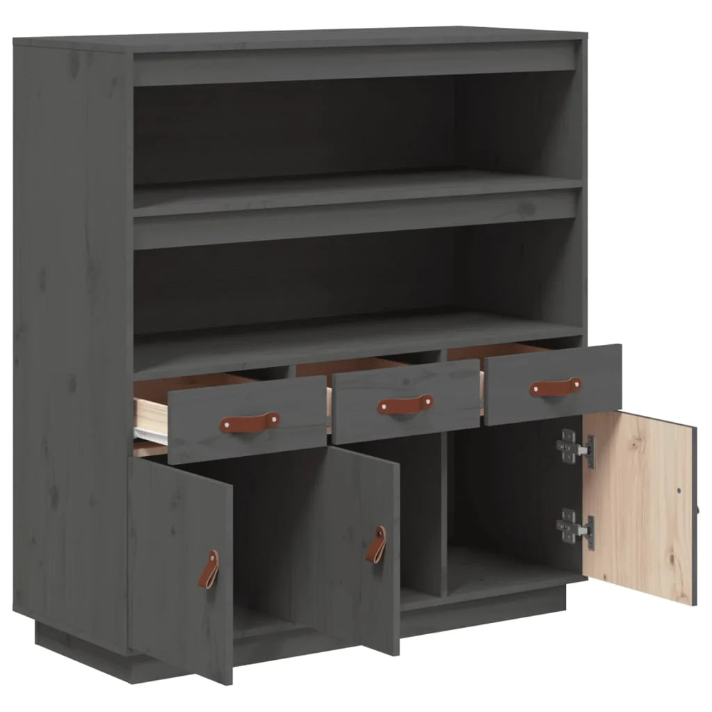 Buffet credenza cassettiera armadio mobile contenitore organizer cucina soggiorno salotto alto 100 x 40 x 108,5 cm legno massello di pino grigio 02_0034222