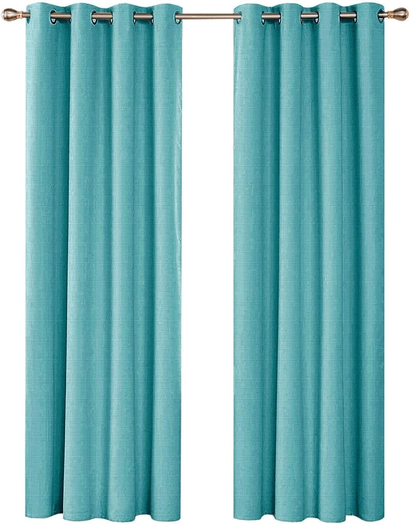 Tenda Porta Finestra Azzurro 140x280 cm Tessuto Semitrasparente Coprente Occhielli Acciaio