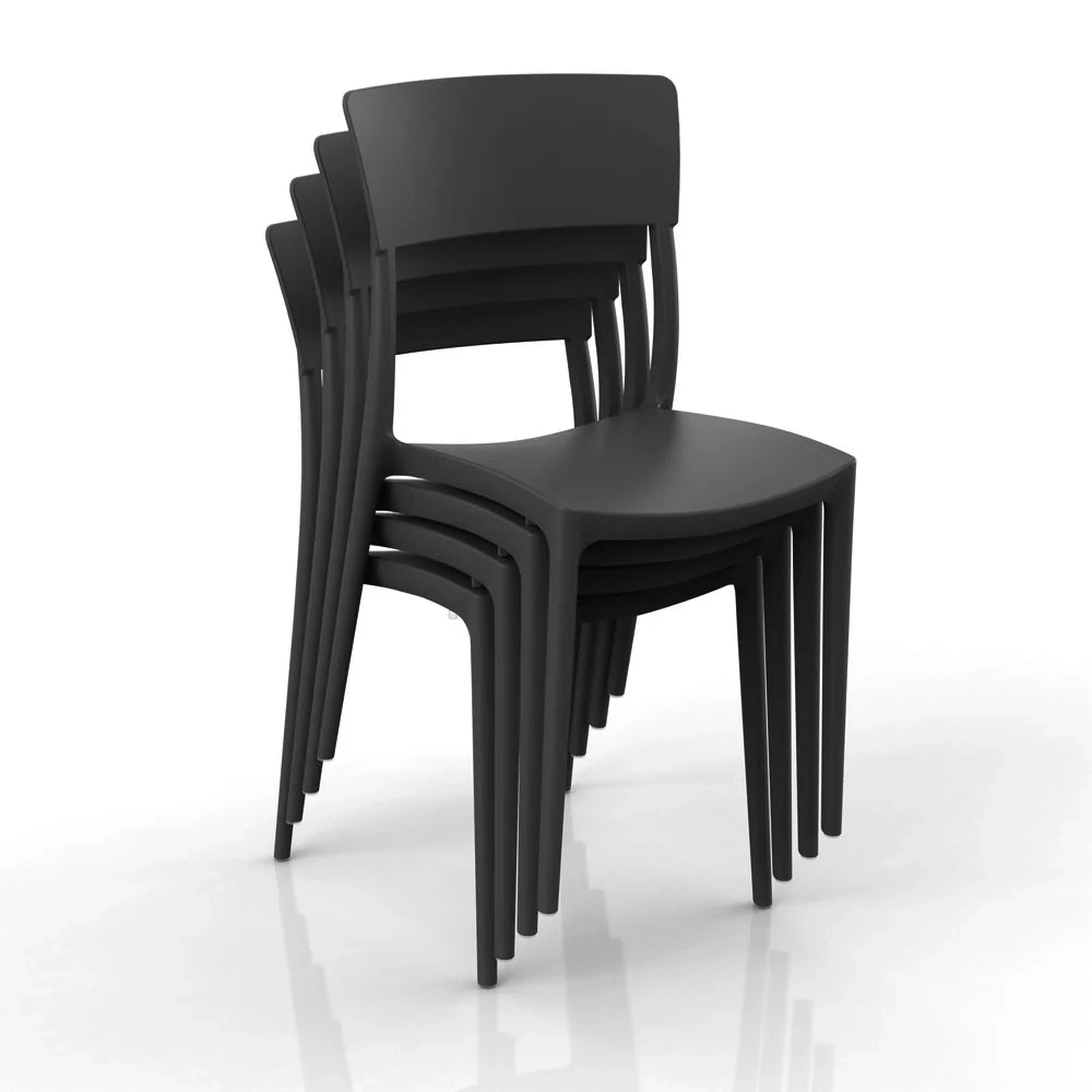Set 6 Sedie in polipropilene Made in Italy ZEN, impilabile, resistente ai raggi UV, design moderno, ideale per sala da pranzo, cucina, sala d’attesa, bar, ristoranti o da esterno, colore Antracite