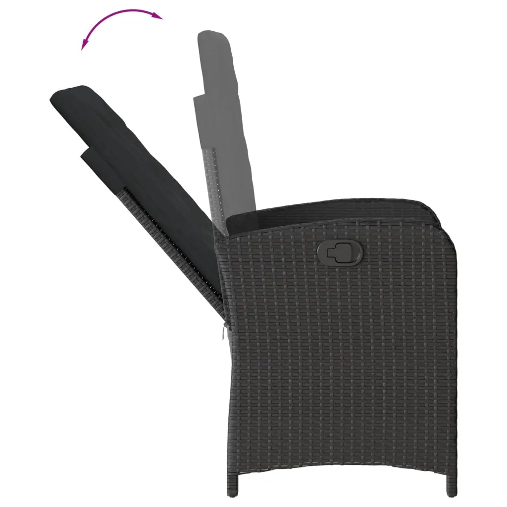 Set da Pranzo da Giardino 9 pz con Cuscini Nero in Polyrattan 3212252