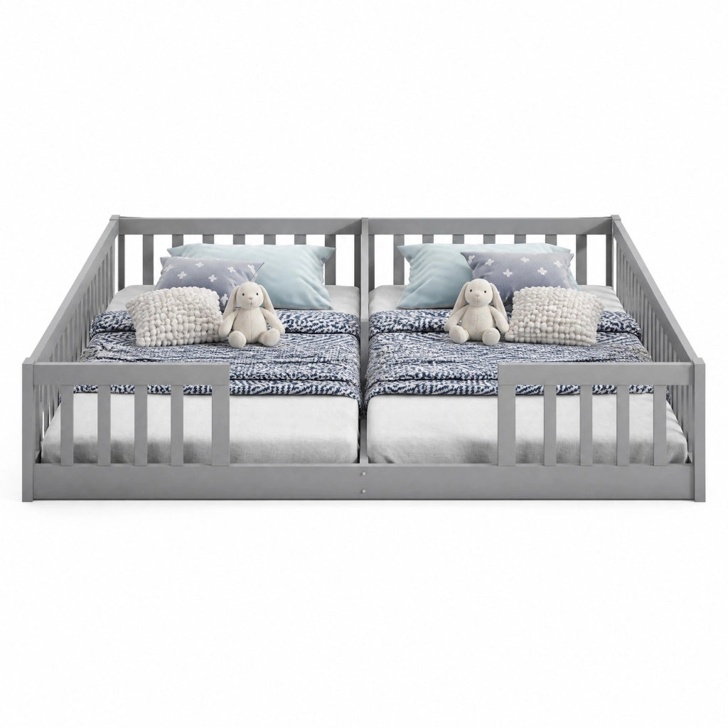 Letto a pannelli 90x200 cm per bambini con sponda e rete a doghe