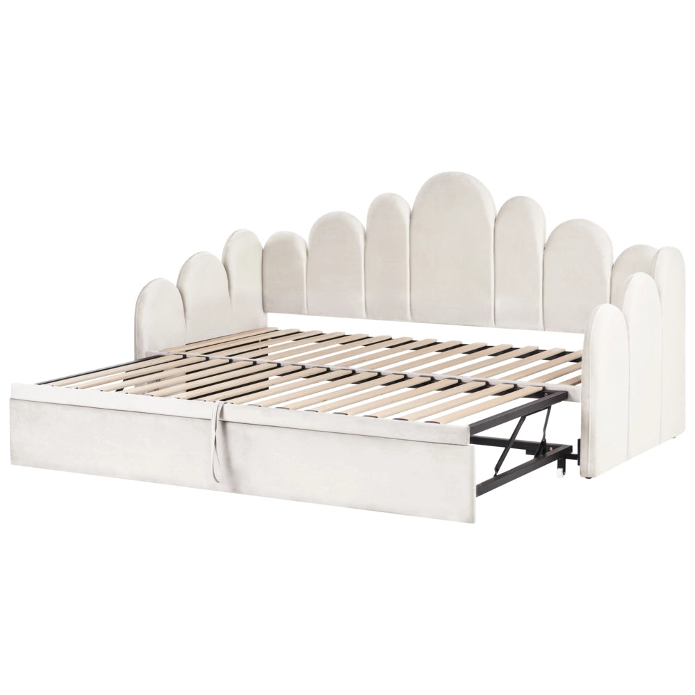 Letto singolo a scomparsa singolo 90/180 x 200 cm con rete a doghe trapuntata beige chiaro camera da letto cameretta
