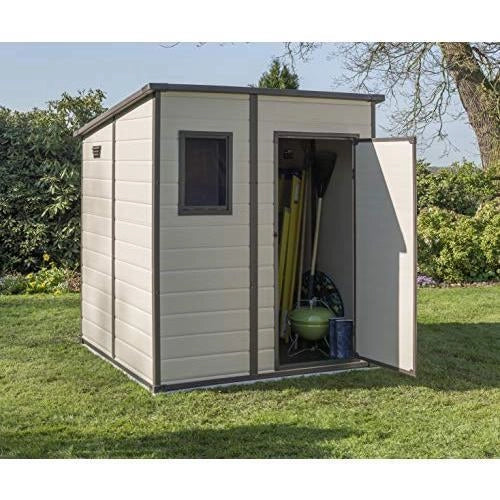 Keter K242788 Manor Pent Casetta da Giardino in Resina 183.5x185x200 cm con Pavimento e Finestra colore Beige