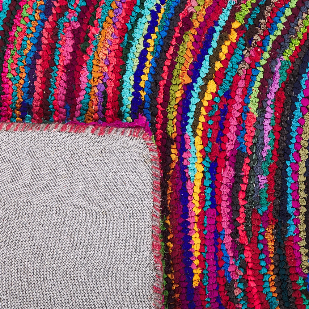 Tappeto Multicolore con Cotone 80 x 150 cm Rettangolare Motivo Astratto Intrecciato a Mano Boho