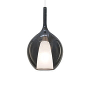 Sospensione Contemporanea Kalique Vetro Fumè Bianco E Cromo 1 Luce E27 H53Cm