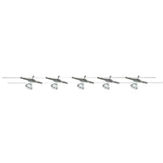 Plafoniera Contemp Cavo Acciaio Cromo Policarbonato Argento 5 Luci Gu5.3 5X5W