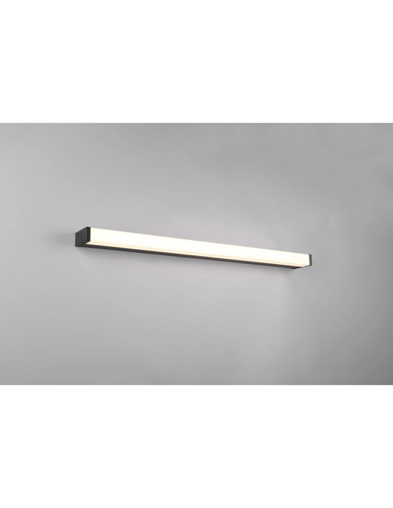 Lampada Da Parete Bagno IP44 Led 12w Fabio Nero L80 cm Trio Lighting