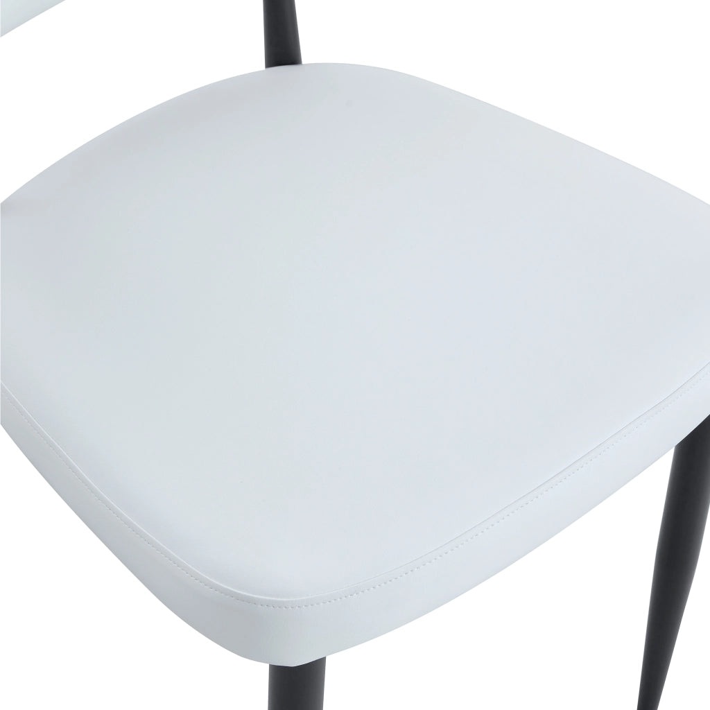 Sedia da sala da pranzo 2 pezzi con schienale ergonomico in PU e gambe in metallo, bianco e nero, stile moderno