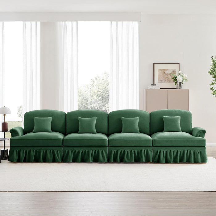 Divano 4 posti grande - Xylo - Stile mid-century, chenille, verde