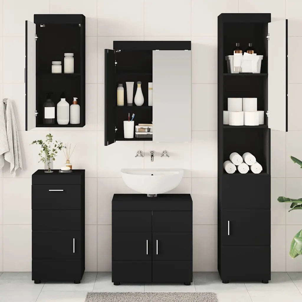 Set di mobili per il bagno TULUM Nero Legno multistrato 3398055
