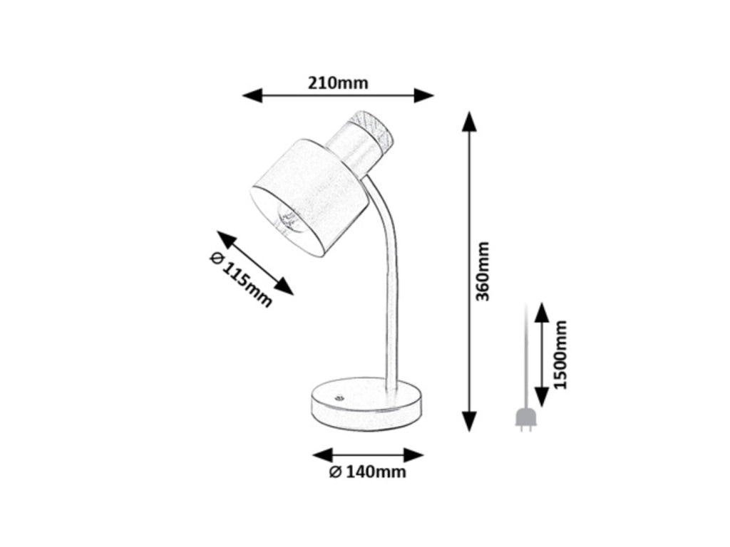 Lampada da scrivania Pastro nera legno 1xE27 Rabalux