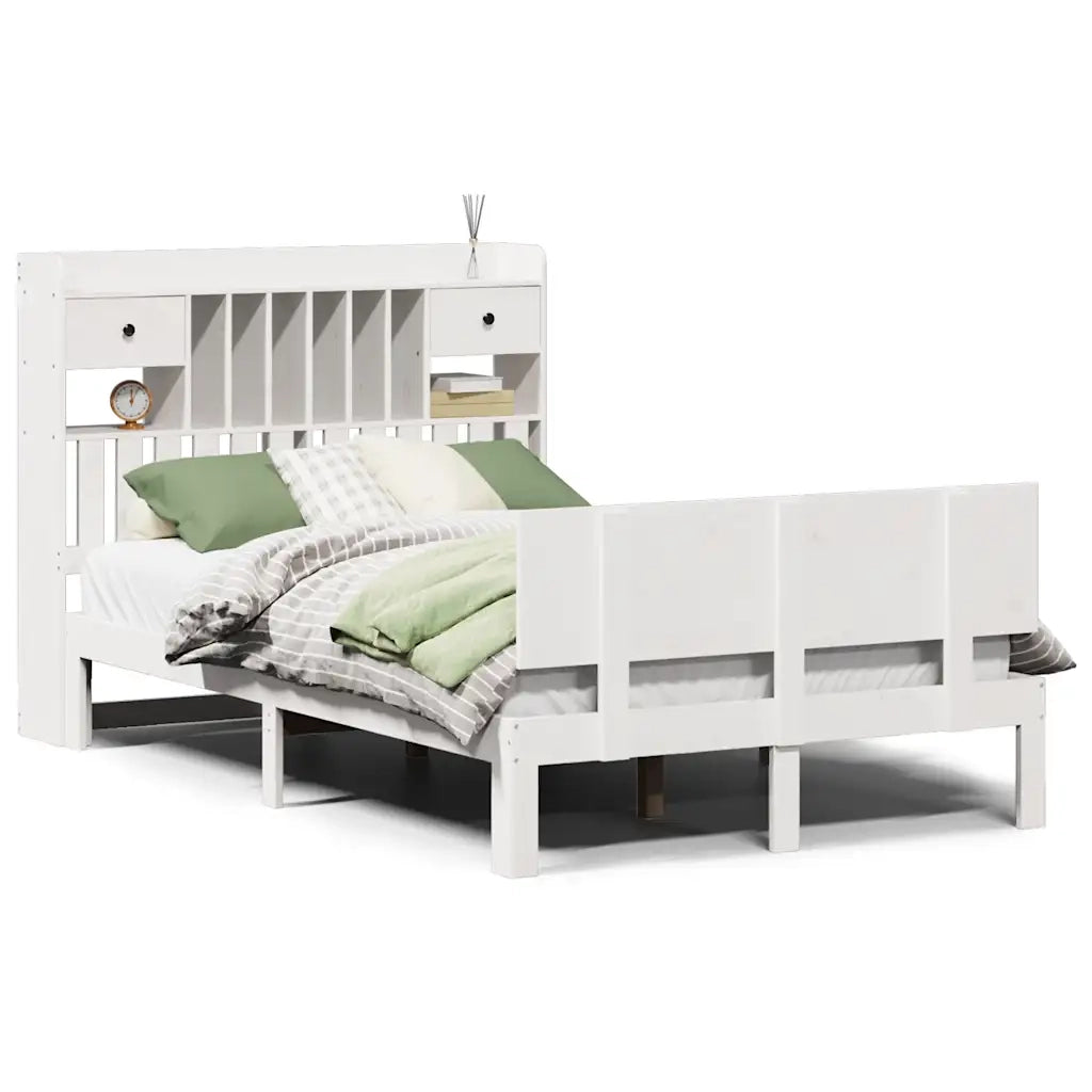 Letto Libreria senza Materasso Bianco 135x190 cm Legno di Pino 3322683