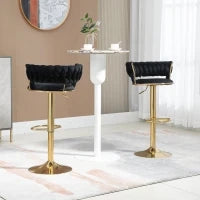 Set di 2 Sgabelli da Bar Girevoli 360° in Velluto con Altezza Regolabile, Design Lussuoso per Cucina e Sala da Pranzo, Nero