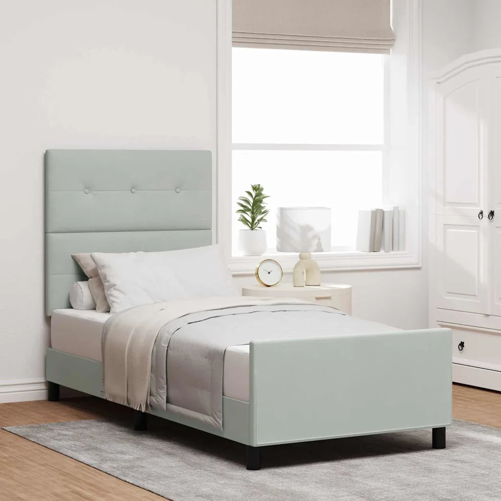 Letto a molle con testiera Grigio chiaro 90 x 190 cm Velluto 3344909