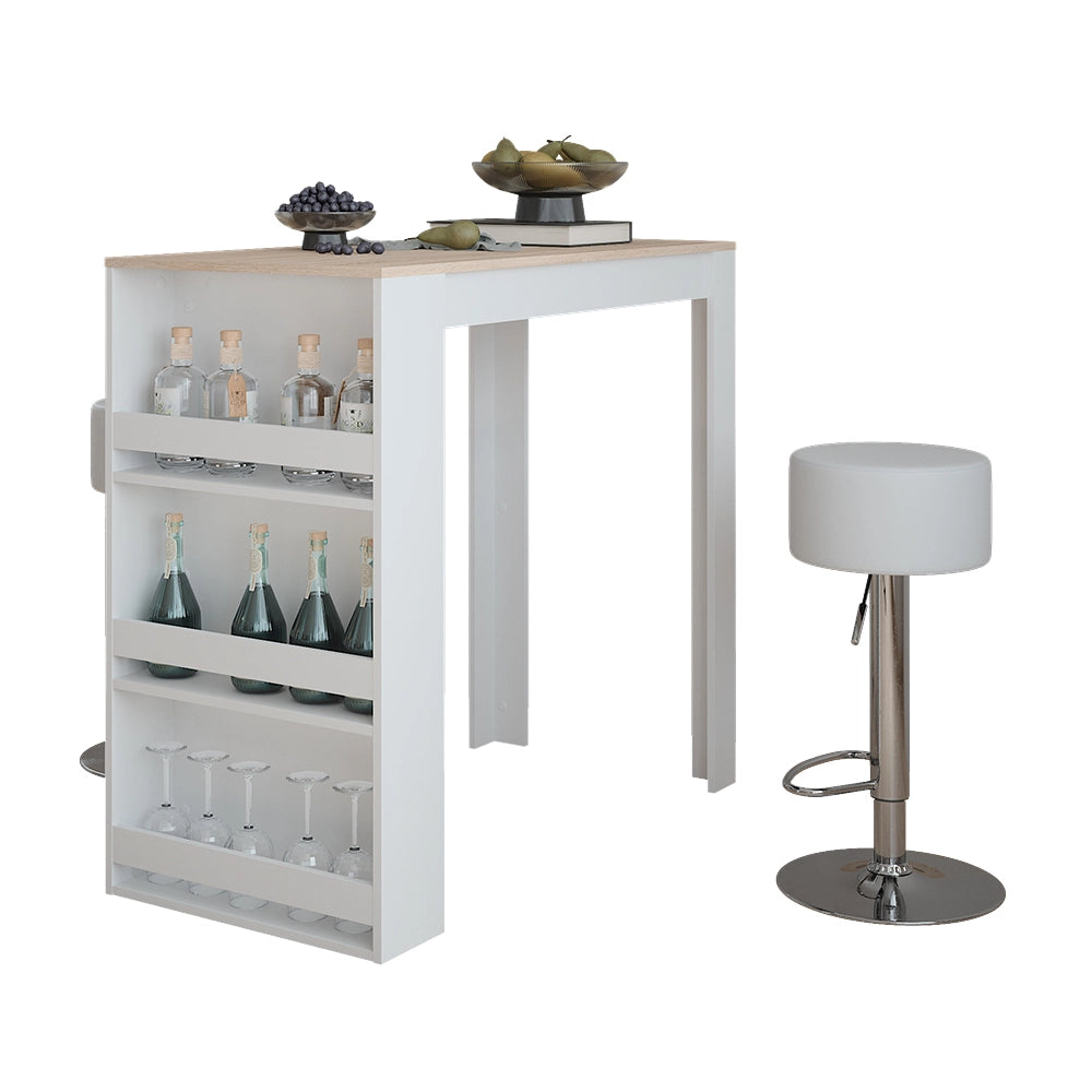 Vicco tavolo bar con sgabelli Bianco/Sonoma 57 x 117 cm con 2 sgabelli da bar