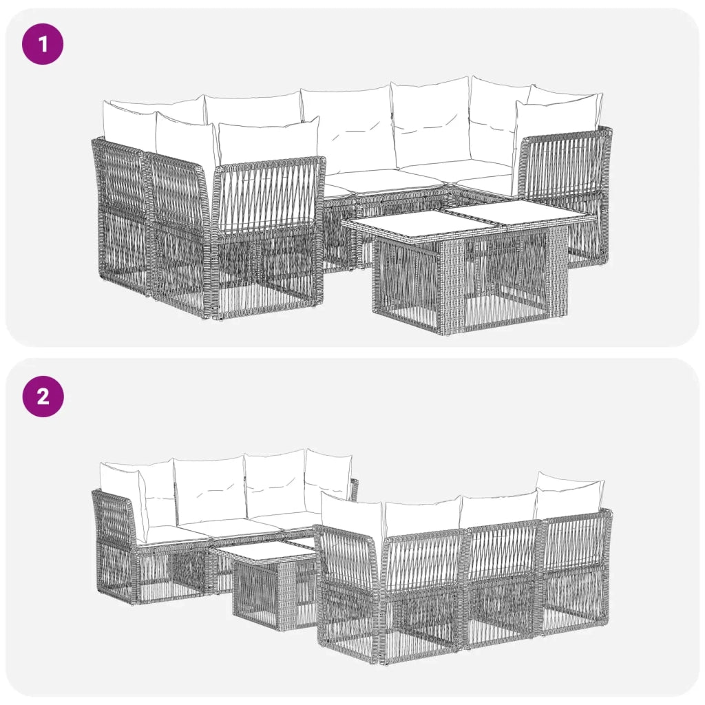Set Divano da Giardino 7 pz Nero polyrattan 3436423