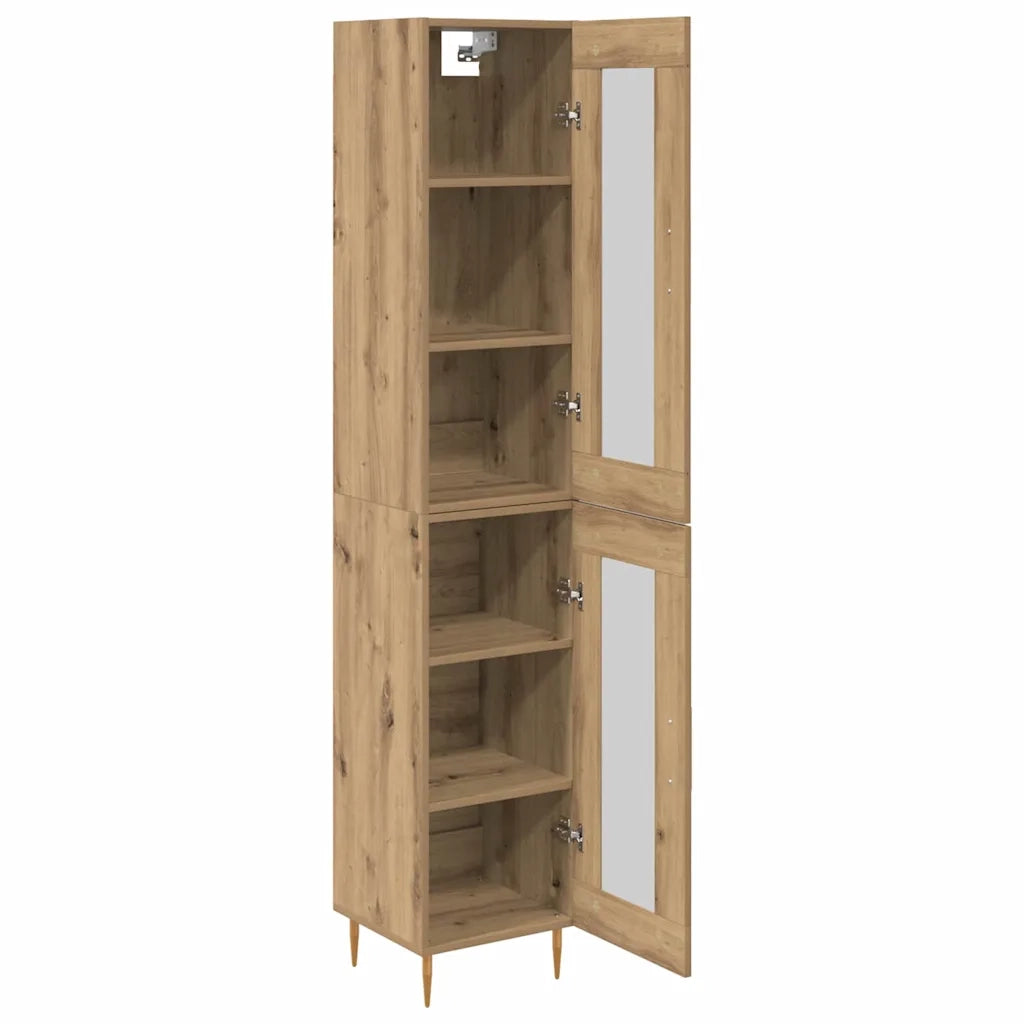 Credenza 2 pcs Rovere artigianale Vetro 3415973