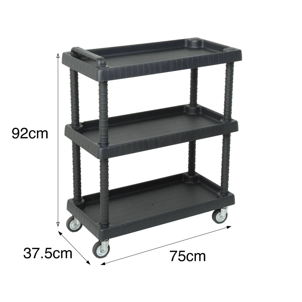 Carrello multiuso in polipropilene a 3 ripiani con Vinci, Scaffale su Vinci, 100% Made in Italy,cm 76x16h38, colore Antracite