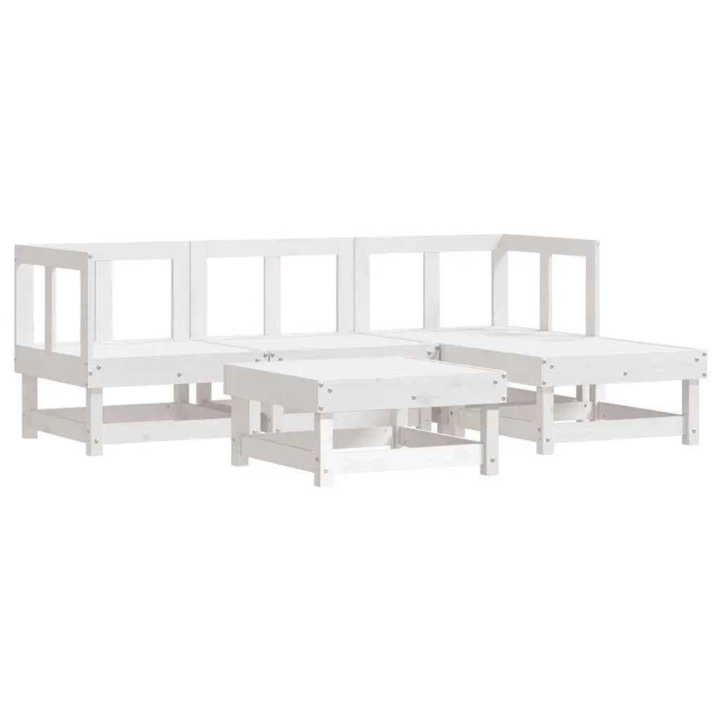 Set Salotto da Giardino 5 pz | Set di Mobili da Esterno in Legno Massello di Pino Bianco