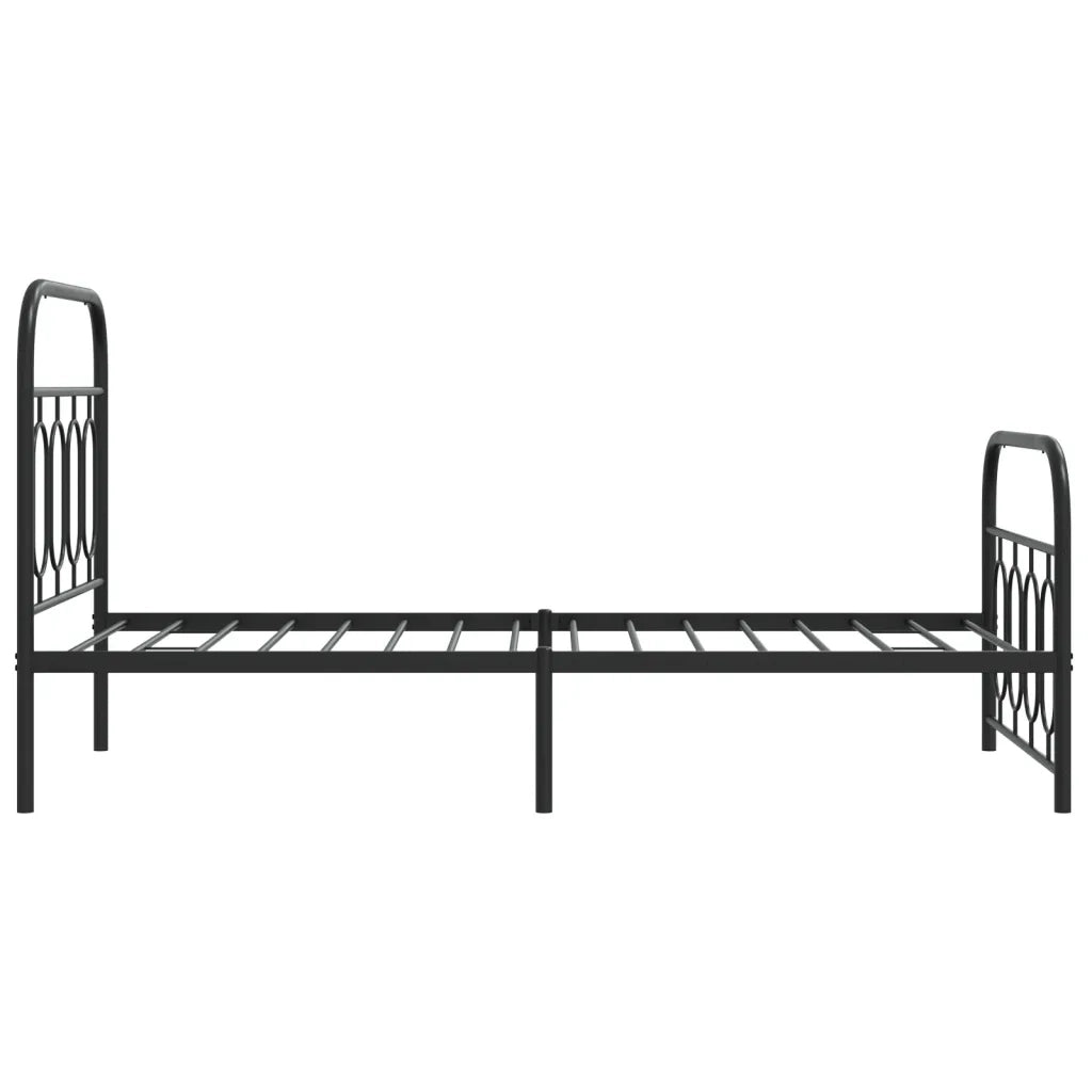 Giroletto con Testiera e Pediera-Struttura Letto Metallo Nero 80x200 cm 562407