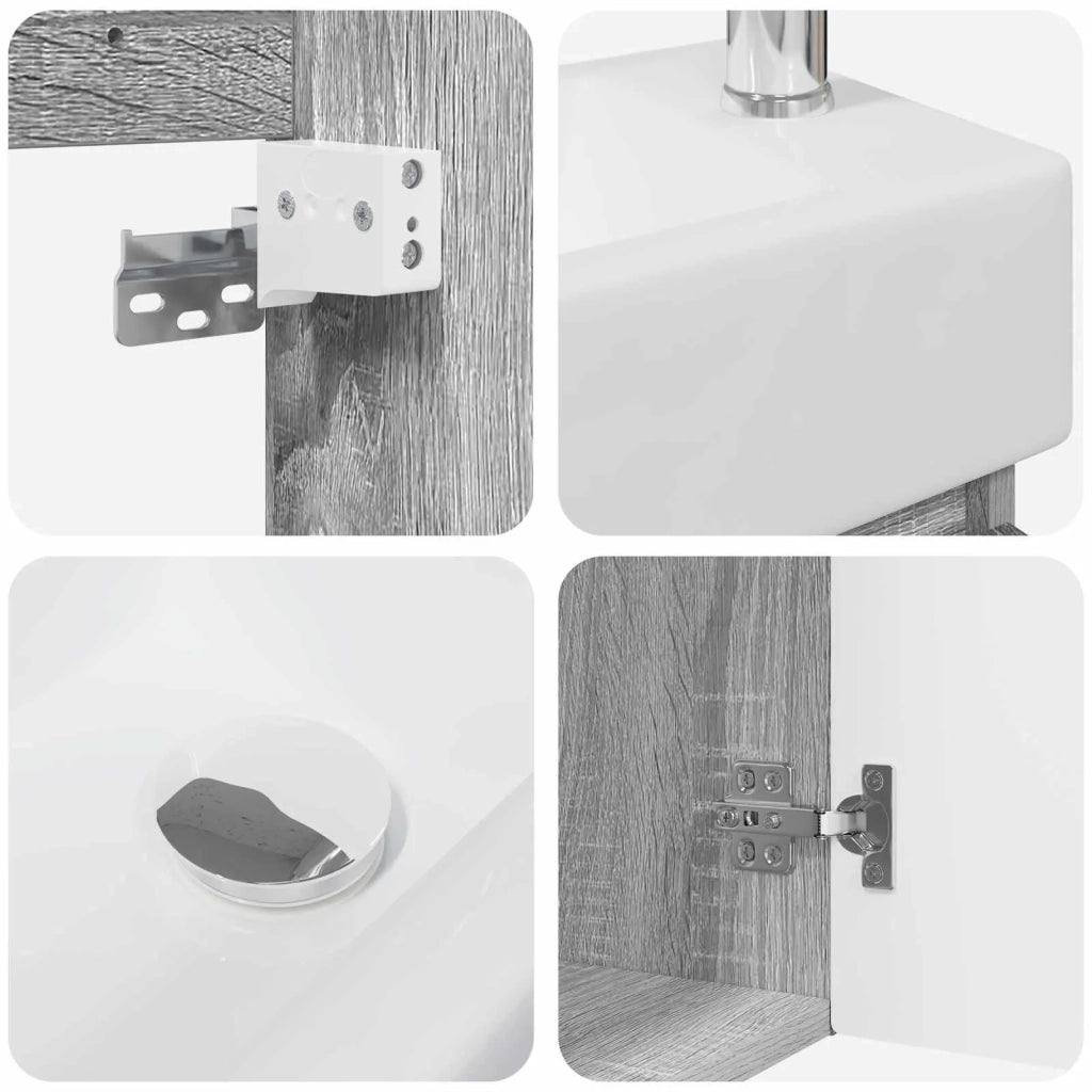 Mobile bagno con rubinetto Sonoma grigio 45,5 x 22,5 x 84 cm
