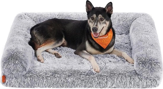 Letto per cani XL soffice - adatto per cani di taglia media e grande - schiuma a onde - coperta lavabile e rimovibile - 106 x 80 x 23 cm - grigio scuro - PGW233G01