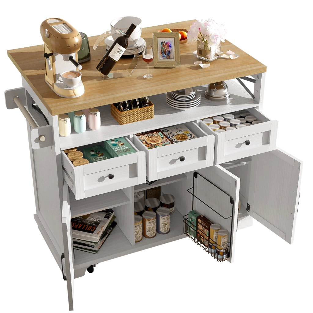 Isola cucina moderna - Zephmum- 118¡Á43¡Á98cm- Bianco- Stoccaggio multifunzionale
