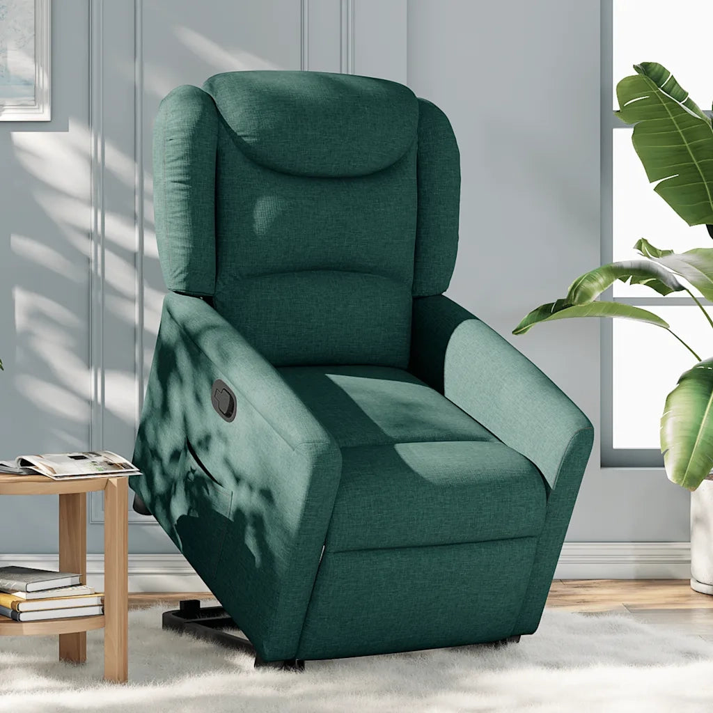Poltrona Alzapersona Reclinabile Verde Scuro in Tessuto 3303200
