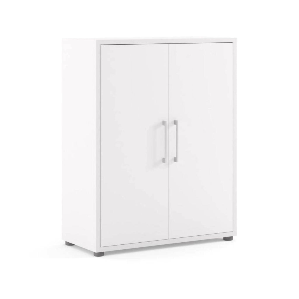 Credenza Warszawa, Buffet da soggiorno, Madia da salotto, Dispensa da cucina, 89x40 h113 cm, Bianco