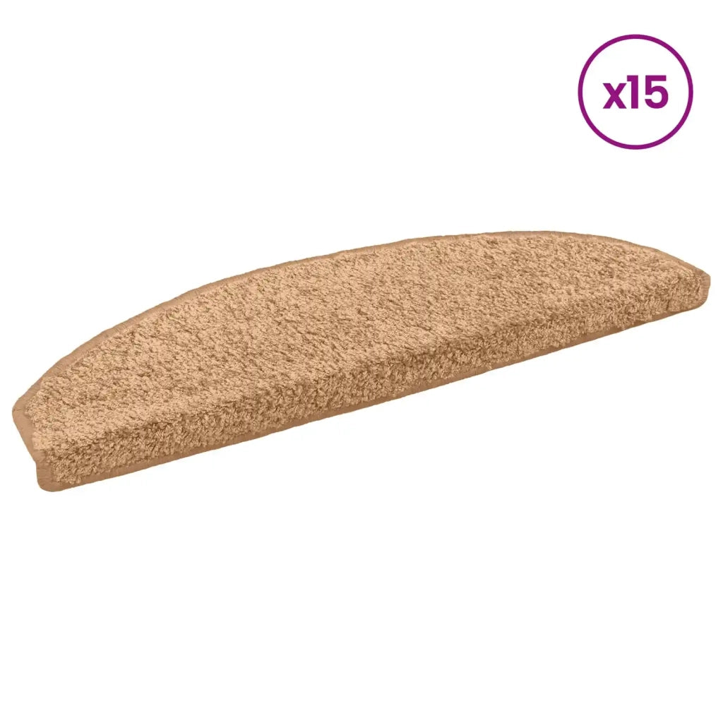 Tappetini per scale autoadesivi 15 pcs Beige 80 x 24,5 x 3,5 cm