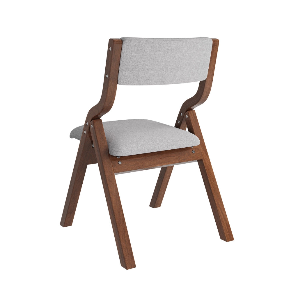 Set 2 sedie da pranzo pieghevoli ULEVR in legno massello e lino grigio, imbottite