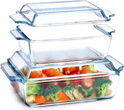 Set di teglie in vetro rettangolari 1L+1,5L con coperchio - forma per forno a microonde e forno
