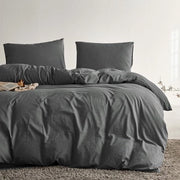 Set di coperte da letto 135 x 200 cm grigio antracite scuro grigio monocromo set di coperte da letto morbide con microfibra con cerniera e copertine per cuscini da 80 x 80 cm