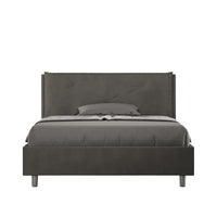 Letto Matrimoniale Francese 140x190 cm con Rete Imbottito in Microfibra Appia Large Grigio