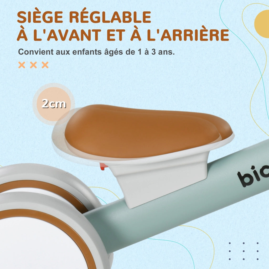 Bicicletta senza pedali per bambini con 4 ruote ¨C zephmum ¨C Grigio Marrone Verde