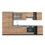 Cucina componibile Fame-Line Rovere dorato/Antracite 355 cm senza piano di lavoro Vicco