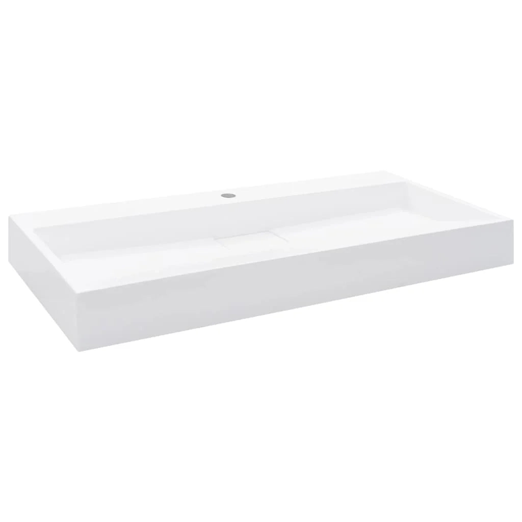 Lavamani lavabo lavabo da appoggio lavabo da montare interno bagno doccia cabina WC casa 100 x 46 cm colata minerale bianco 02_0002635