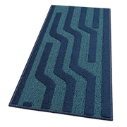 Tappeto Cucina A Righe 57x115 Cm 3D Morbido Bordato Passatoia Ingresso Assorbente Antiscivolo Blu