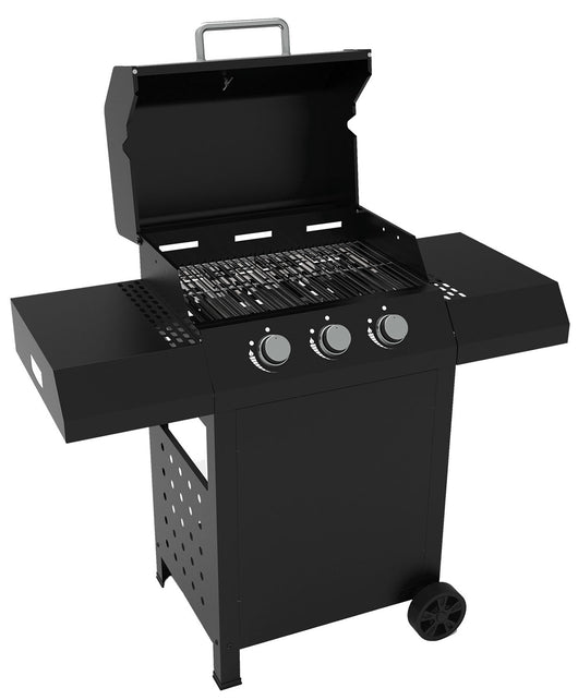 Barbecue a Gas 1235,5x57,5x123 cm 3 Fuochi in Acciaio Cazorla Nero
