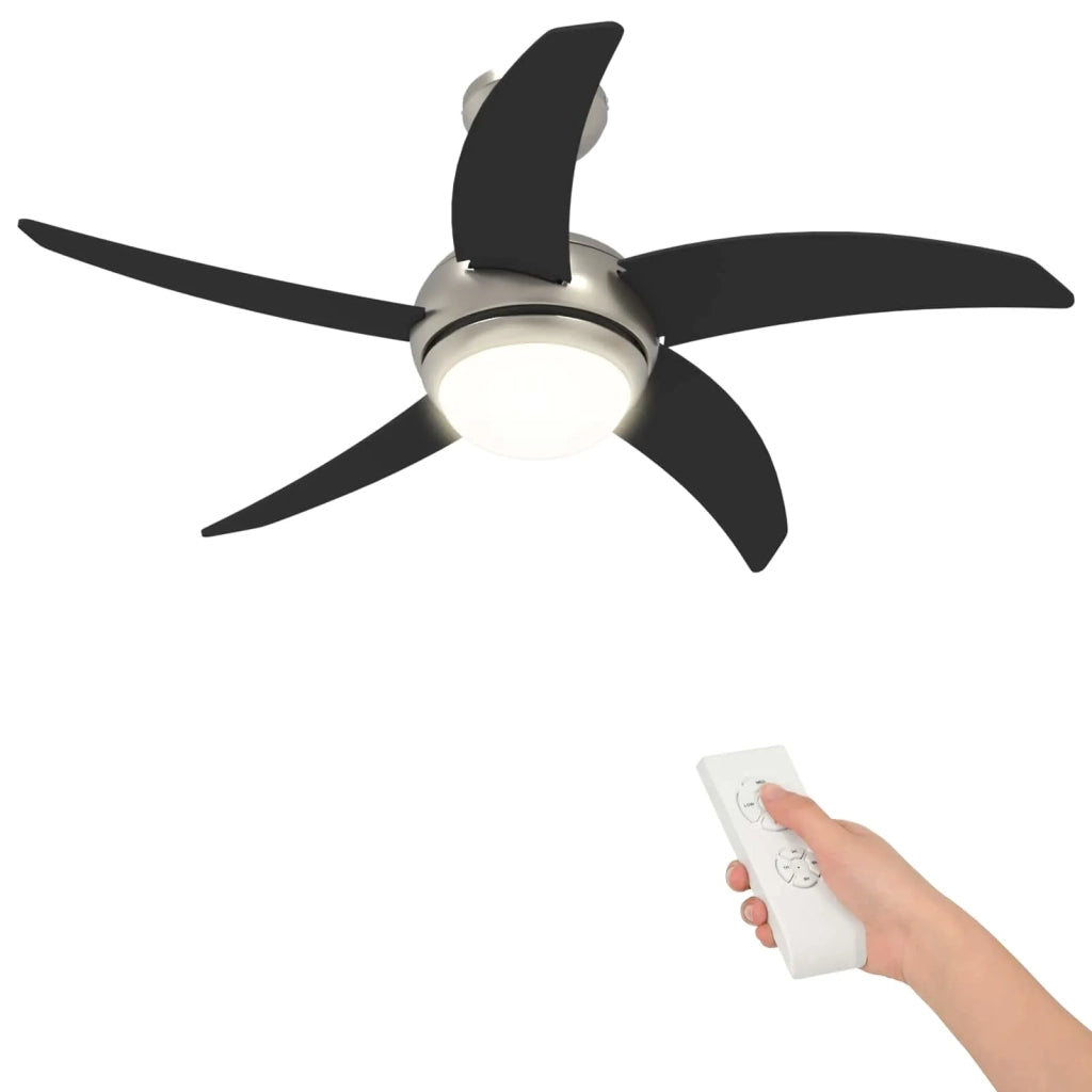 Ventilatore da soffitto con luce e telecomando Ø 110 cm Nero 42035654