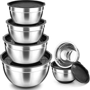 Set di contenitori - 6 pezzi di contenitori in acciaio inossidabile con coperchio ermetico e fondo in silicone - resistente al lavastoviglie