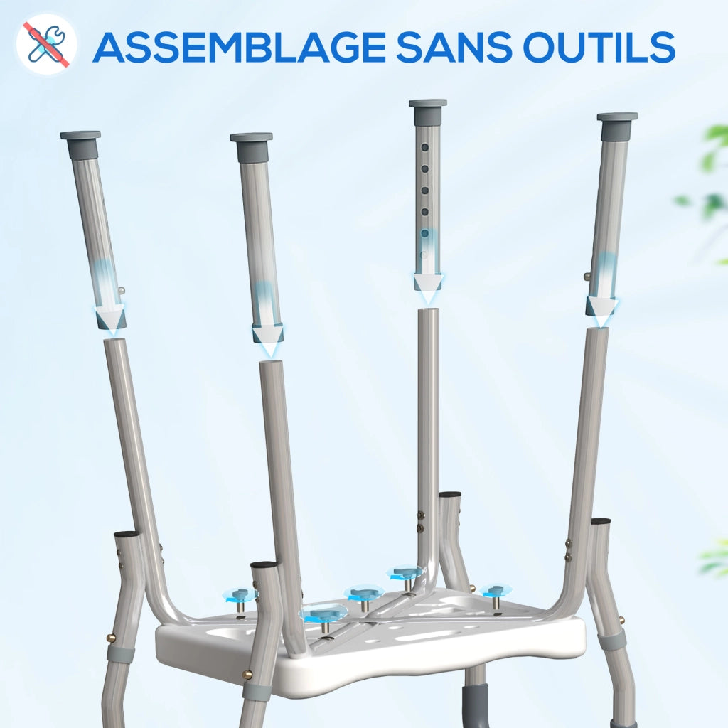 Sgabello Doccia per Disabili con Braccioli ¨C Zephmum ¨C Grigio Regolabile